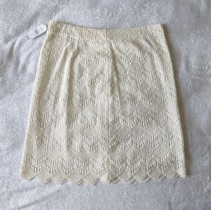 NWT Loft Petite White Lace Skirt With Scallop Hem